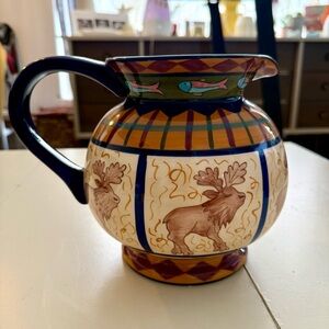 Danna Cullen Zrike "Field & Stream" Moose & Fish Pitcher Rustic Lodge Cabin